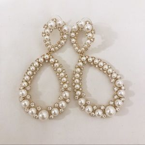 Macy’s | Pave Pearl Diamond Tear Drop Earrings